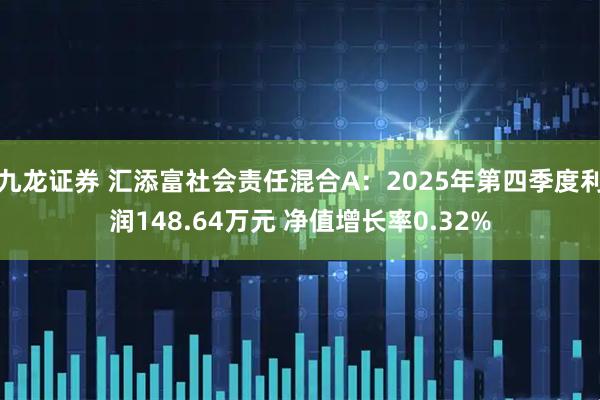 九龙证券 汇添富社会责任混合A：2025年第四季度利润148.64万元 净值增长率0.32%